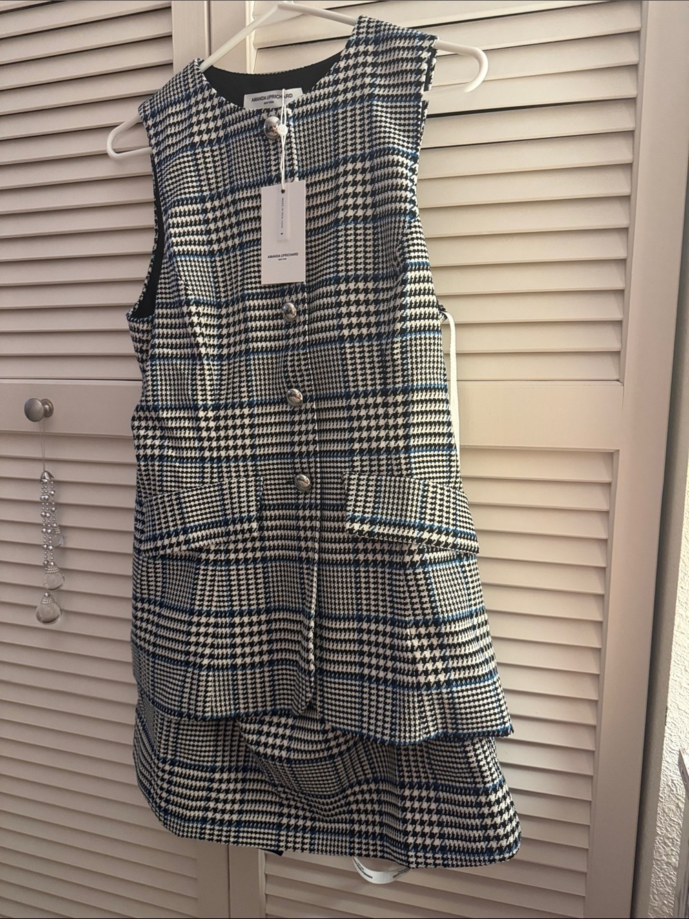 Amanda Uprichard Houndstooth Sleeveless 2-Piece Skort Vest Jacket NWT Size Small